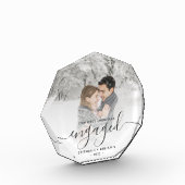 Eerste kerst verloofd grijs script foto blok (Links)