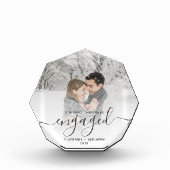 Eerste kerst verloofd grijs script foto blok (Voorkant)