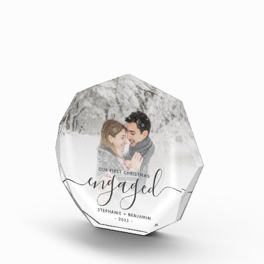 Eerste kerst verloofd grijs script fotoblok (Rechts)