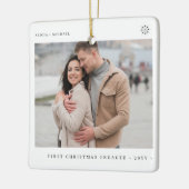 Eerste kerst verloofd met moderne verloving foto keramisch ornament (Links)