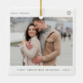 Eerste kerst verloofd met moderne verloving foto keramisch ornament (Achterkant)