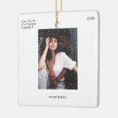 Eerste kerst verloofd | Minimale schrijfmachinefot Keramisch Ornament (Links)