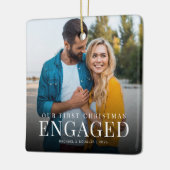 Eerste kerst verloofd | Minimalistische foto aanpa Keramisch Ornament (Links)