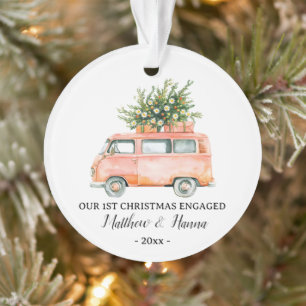 Eerste kerst verloofd of getrouwd grunge van ornament