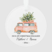 Eerste kerst verloofd of getrouwd grunge van ornament (achterkant)