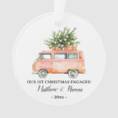 Eerste kerst verloofd of getrouwd grunge van ornament (voorkant)