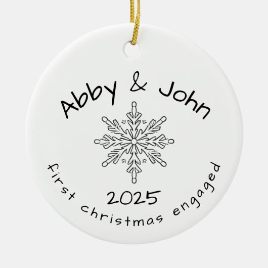 Eerste kerst verloofd ornament minimalistisch  (Voorkant)