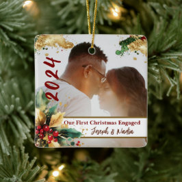 Eerste kerst verloofd, Verloving foto 1e kerst Keramisch Ornament