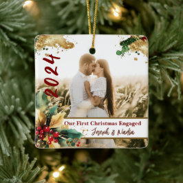Eerste kerst verloofd, Verloving foto 1e kerst Keramisch Ornament