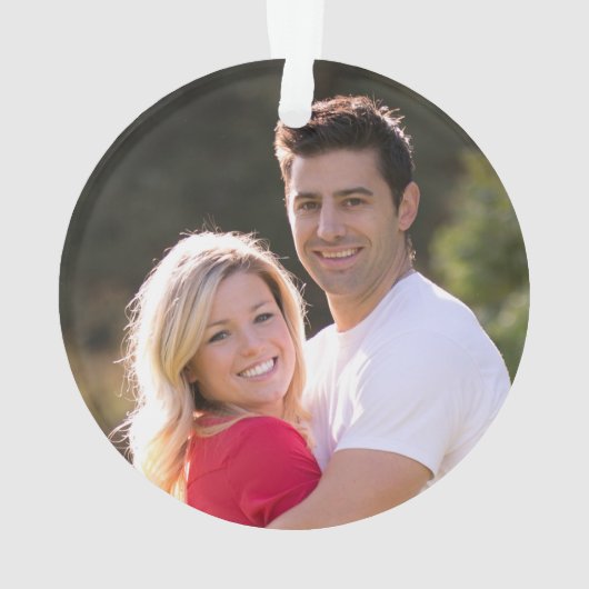 Eerste kerst verloofd Waterverf Holly foto rood Ornament (achterkant)