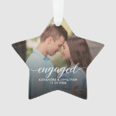 Eerste kerst verloofd Witte overlay Aangepaste fot Ornament (voorkant)