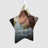 Eerste kerst verloofd Witte overlay Aangepaste fot Ornament (voorkant)