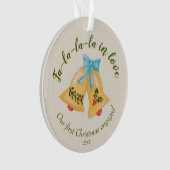 Eerste kerst verloofde Bell Bow Yellow Keepsake Ornament (voorkant)