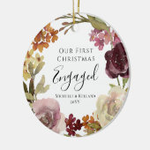 Eerste kerst verloofde bloem keramisch ornament (Links)