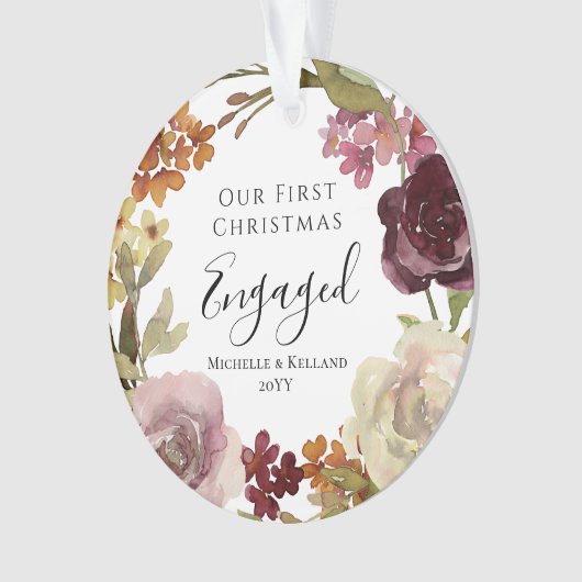 Eerste kerst verloofde bloem ornament (voorkant)