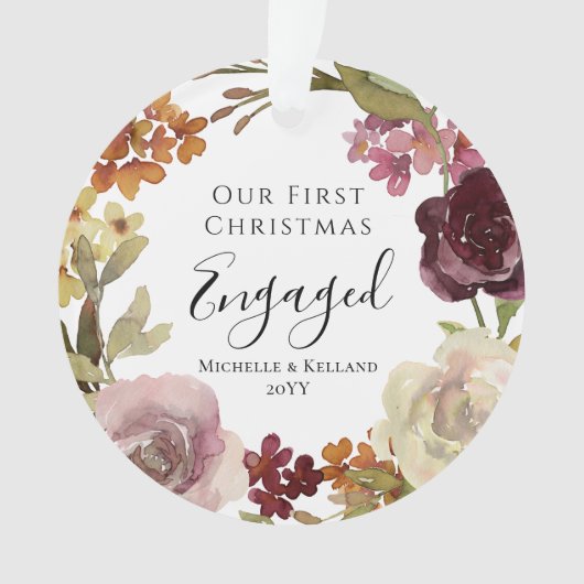 Eerste kerst verloofde bloem ornament (voorkant)