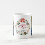 Eerste kerst verloofde bloemenkrans 2 foto's koffiemok (Center)