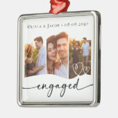 Eerste kerst verloofde drie foto's metalen ornament (Links)
