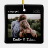 Eerste kerst verloofde eenvoudige minimalistische  keramisch ornament (Voorkant)