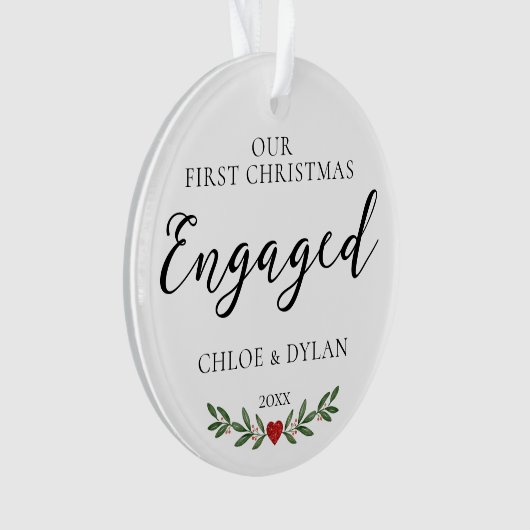 Eerste kerst verloofde foto KeepSake Acryl Ornament (voorkant)
