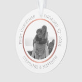 Eerste kerst verloofde foto modern elegant ornament (voorkant)