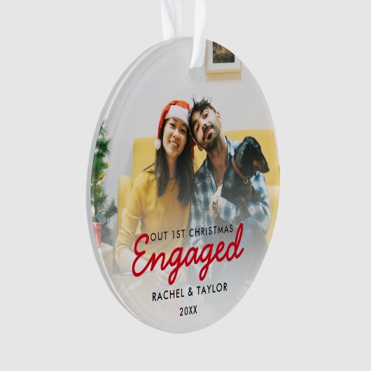 Eerste kerst verloofde foto paar Ornament (voorkant)