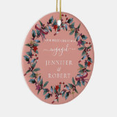 Eerste kerst verloofde fotokrans keramisch ornament (Rechts)