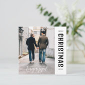 Eerste kerst verloofde Gay Pride Custom Photo Feestdagenkaart (Staand voorkant)