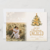 Eerste kerst verloofde gouden foto feestdagenkaart (Voorkant)