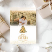 Eerste kerst verloofde gouden foto feestdagenkaart