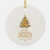 Eerste kerst verloofde gouden foto keramisch ornament (Voorkant)