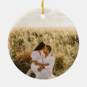 Eerste kerst verloofde gouden foto keramisch ornament (Achterkant)