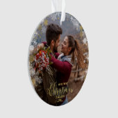 Eerste kerst verloofde krans verguld Verloving Ornament (voorkant)