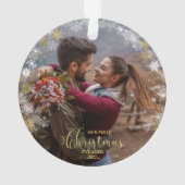 Eerste kerst verloofde krans verguld Verloving Ornament (achterkant)