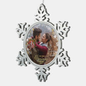 Eerste kerst verloofde krans verguld Verloving Tin Sneeuwvlok Ornament (Rechts)