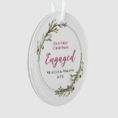 Eerste kerst verloofde minimale krans foto ornament (voorkant)