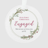 Eerste kerst verloofde minimale krans foto ornament (voorkant)