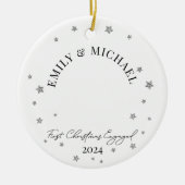 Eerste kerst verloofde minimale sterren foto keramisch ornament (Voorkant)