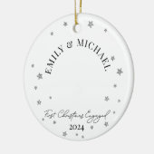 Eerste kerst verloofde minimale sterren foto keramisch ornament (Links)