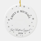 Eerste kerst verloofde minimale sterren foto keramisch ornament (Achterkant)