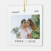 Eerste kerst verloofde moderne minimalistische fot keramisch ornament (Links)