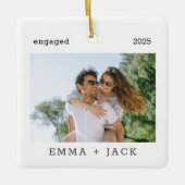 Eerste kerst verloofde moderne minimalistische fot keramisch ornament (Voorkant)