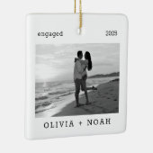 Eerste kerst verloofde moderne minimalistische fot keramisch ornament (Rechts)