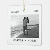 Eerste kerst verloofde moderne minimalistische fot keramisch ornament (Links)