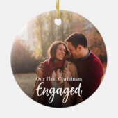 Eerste kerst verloofde naamopslag met foto keramisch ornament (Achterkant)