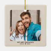 Eerste kerst verloofde paar aangepaste foto keramisch ornament (Achterkant)