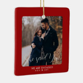 Eerste kerst verloofde paar aangepaste foto keramisch ornament (Rechts)