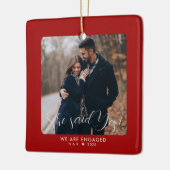Eerste kerst verloofde paar aangepaste foto keramisch ornament (Links)