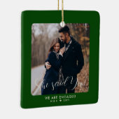 Eerste kerst verloofde paar aangepaste foto keramisch ornament (Rechts)