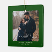 Eerste kerst verloofde paar aangepaste foto keramisch ornament (Links)